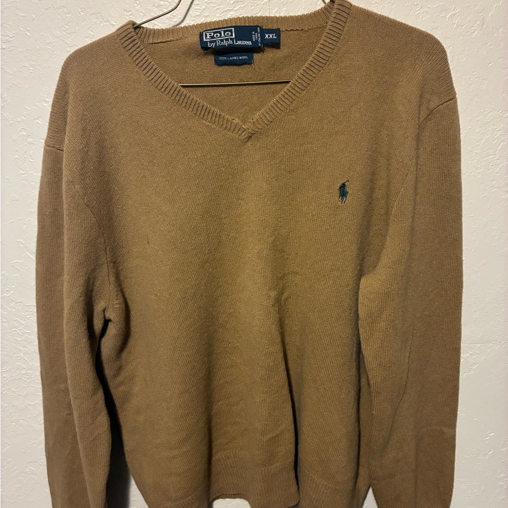 Polo by Ralph Lauren Men's Camel V-Neck Sweater
